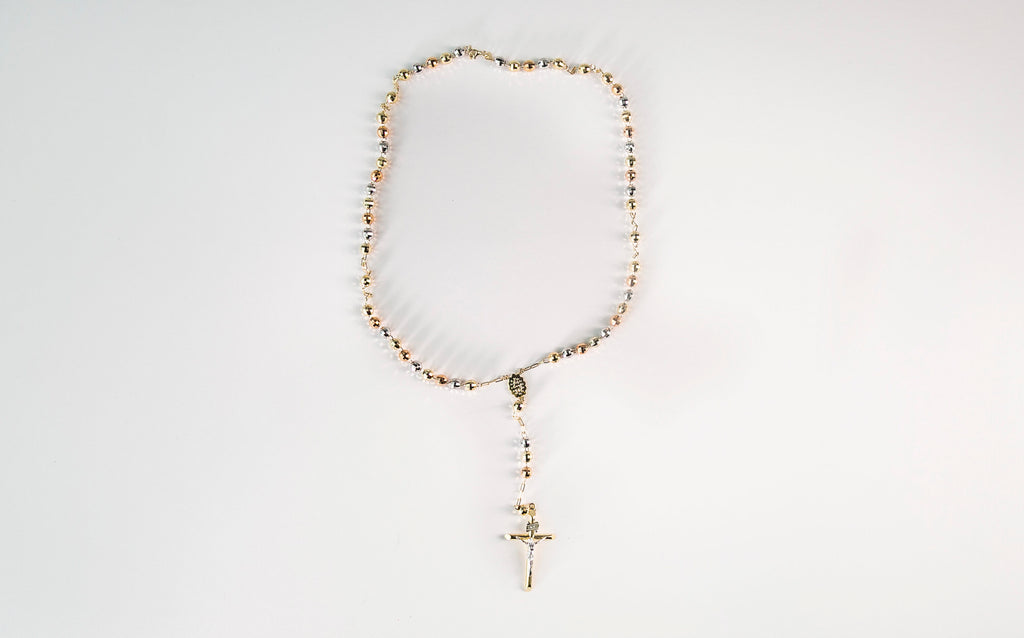 Tri-Colored Rosary Necklace
