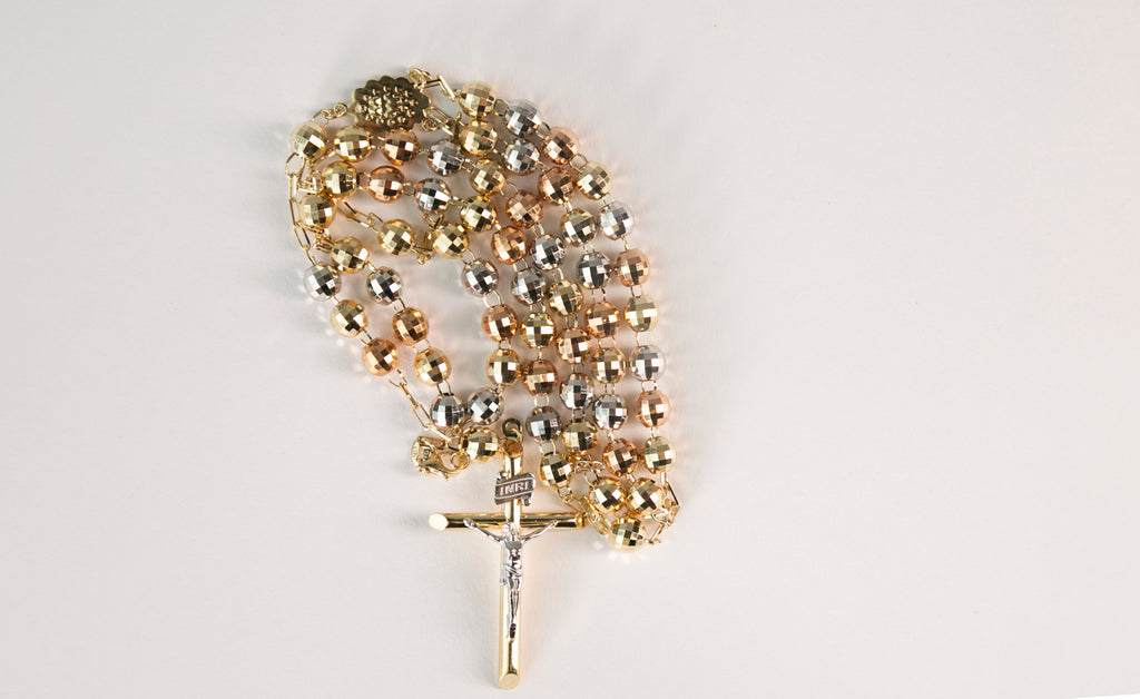 Tri-Colored Rosary Necklace